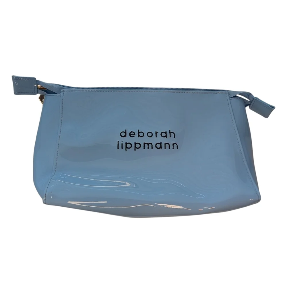 Deborah Lippmann Blue Vinyl Makeup Bag with Nail Polish Appliqué